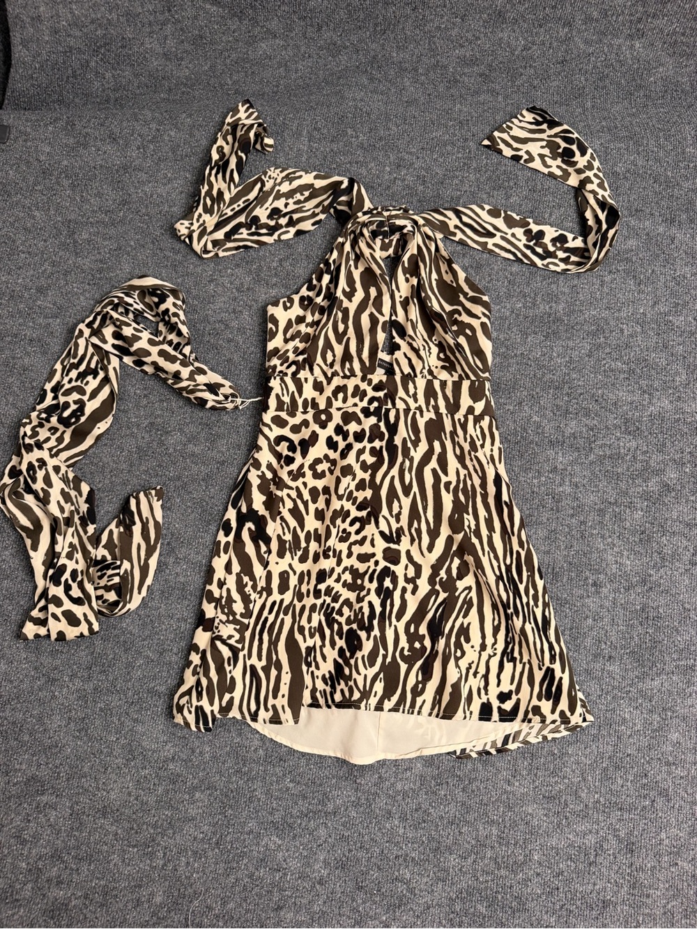 Banana Republic Beige and Brown Animal Print Halter mini Dress